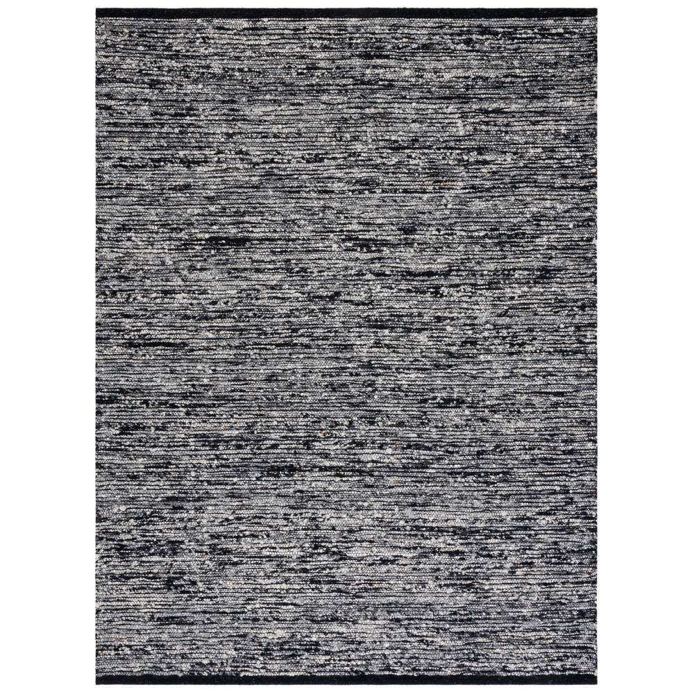 Artisan-Crafted Black Wool 8' x 10' Handwoven Area Rug