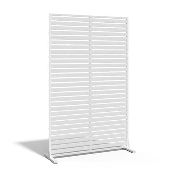 45.5 in. D x 72 in. H White Plastic Freestanding Fence Panel Decorative Privacy Screen for Garden 6-Panels