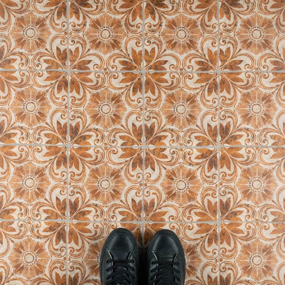 8x8 Matte Tawny and Ochre Ceramic Floor and Wall Tile