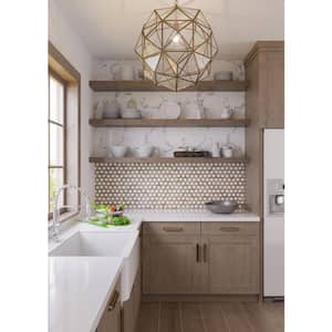 Beige and White 10.5 in. x 11.5 in. Hexagon Polished Marble Mosaic Tile (4.19 sq. ft./Case)
