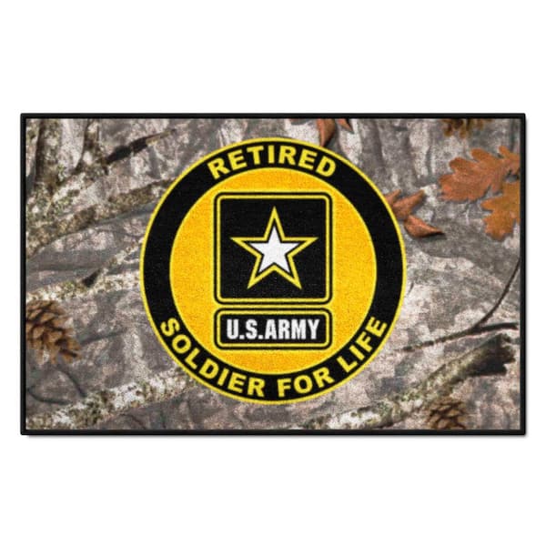 FANMATS U.S. Army Camo 2 ft. x 3 ft. Indoor Tufted Solid Nylon Rectangle Starter Mat Accent Rug with Camo vinyl backing