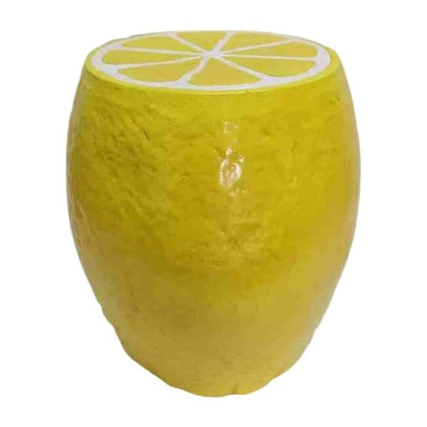 Gabriel Fruit Stool Yellow Lemon Resin Outdoor Side Table