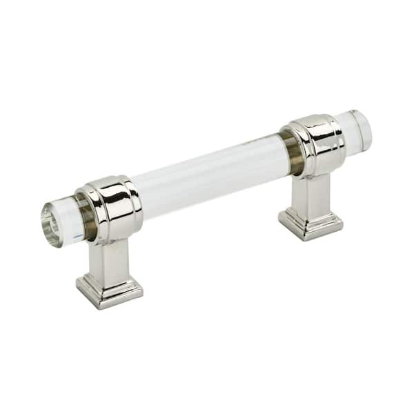 Amerock Glacio 3 in. (76mm) Modern Clear/Polished Nickel Bar Cabinet Pull