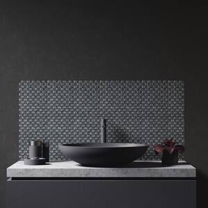 Jewel Black Backsplash 11.81 in. x 11.81 in. Square Joint Gloss Glass Mosaic Wall Tile (0.97 sq ft./Each)