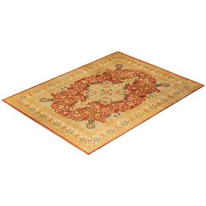 Mogul One-of-a-Kind Traditional Orange 9 ft. 2 in. x 12 ft. 1 in. Oriental Area Rug