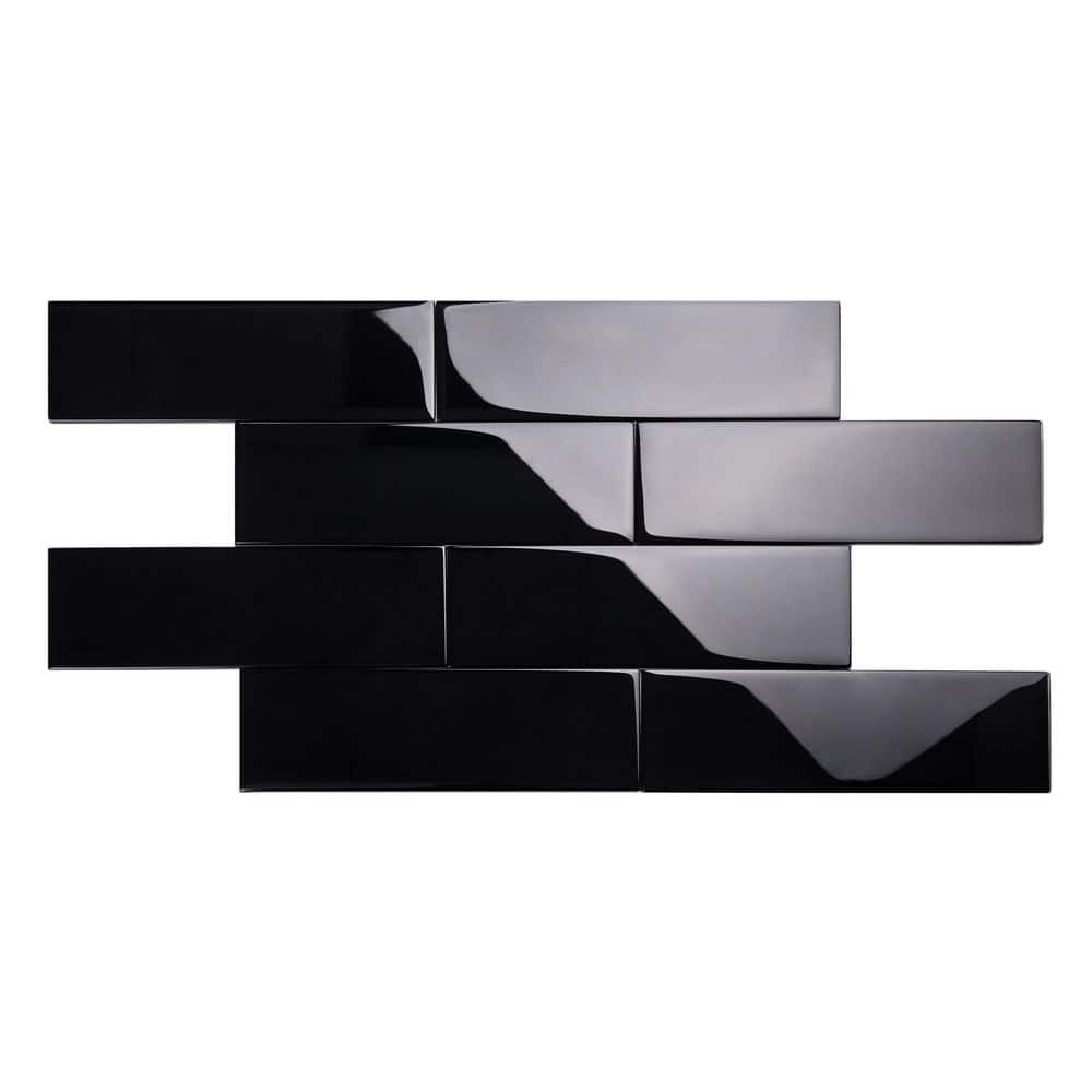 Black 4 in. x 12 in. x 8mm Glass Subway Tile (5 sq. ft./Case) price history on PriceWatchPro