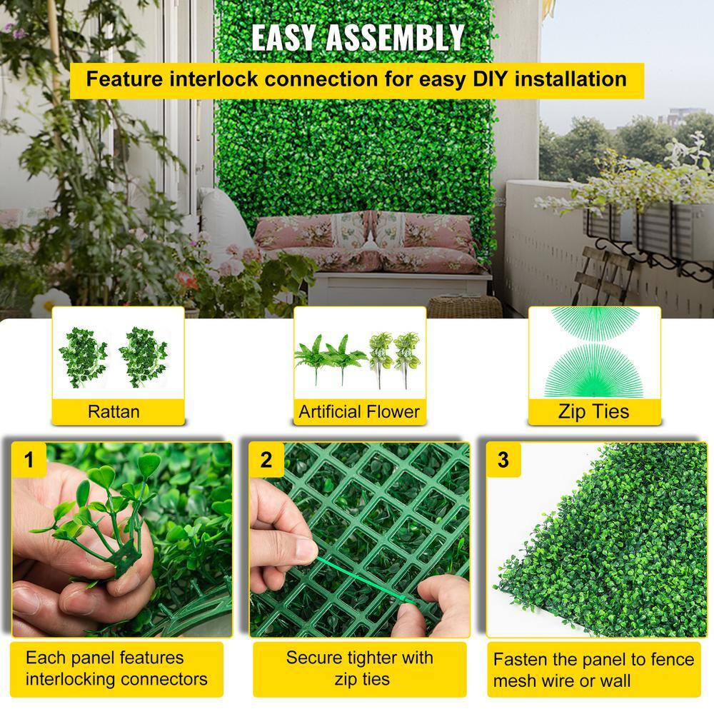 Green Artificial Boxwood Hedge Panels with Lights, 21"