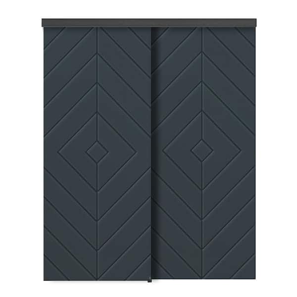 CALHOME 48 in. x 80 in. Hollow Core Charcoal Gray Stained Composite MDF Interior Double Closet Sliding Doors