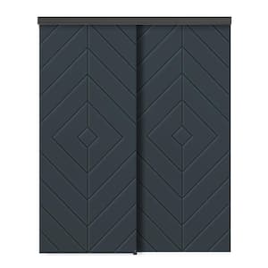 72 in. x 80 in. Hollow Core Charcoal Gray Stained Composite MDF Interior Double Closet Sliding Doors