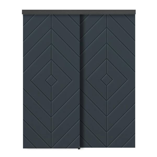 CALHOME 72 in. x 96 in. Hollow Core Charcoal Gray Stained Composite MDF Interior Double Closet Sliding Doors