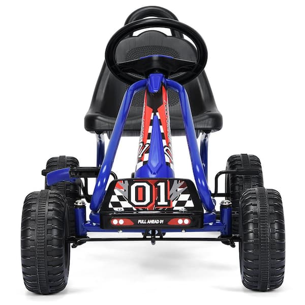 HONEY JOY 7 in. Blue 4-Wheel Kids Pedal Powered Ride On Go Kart with  Adjustable Seat and Handbrake TOPB003645 - The Home Depot