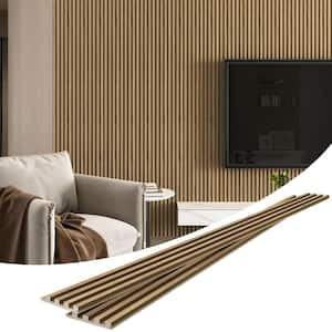 4-Pack 0.71 in. x 7.87 ft. x 0.48 ft. Acoustic Wood Slat Wall Panels Walnut Decorative Wall Paneling