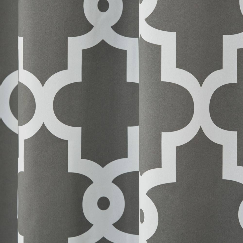 Black Pearl and White Geometric Blackout Grommet Curtain Panels
