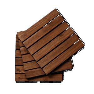 12 in. x 12 in. Each Modern Dark Brown Square Teak Wood Interlocking Flooring Tiles 12 Square Footage (10-Pieces)