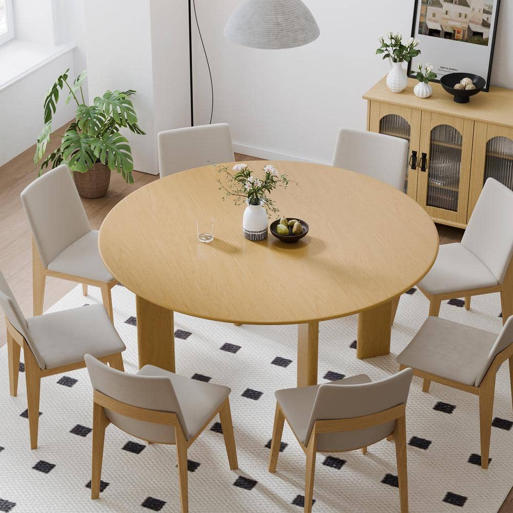 Oak Round Wood 59 in. 4 Legs Kitchen Table Dining Table Seats 8 price history on PriceWatchPro