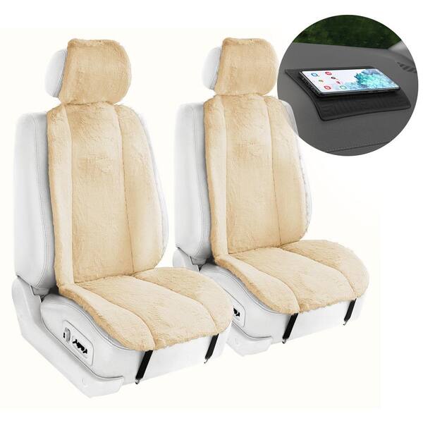 Fh Group Doe16 Front Set 22 In X 20 4 7 Faux Rabbit Fur Car Seat Cushions Dmfb216102beige Faux Rabbit Fur Car Seat Cushions, Sherpa Auto Seat Covers