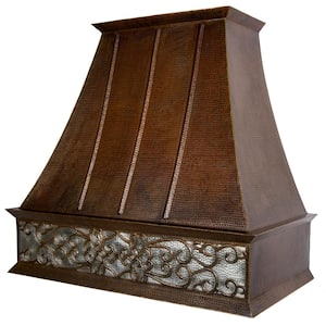 38 in. 735 CFM Ducted Wall Mounted Euro Range Hood in Oil Rubbed Bronze and Nickel with LED and Slim Baffle Filters