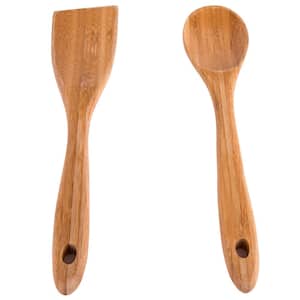 Bamboo Natural Utensil Set Consists Each of Solid Spoon and Turner (Set of 2 Pieces )