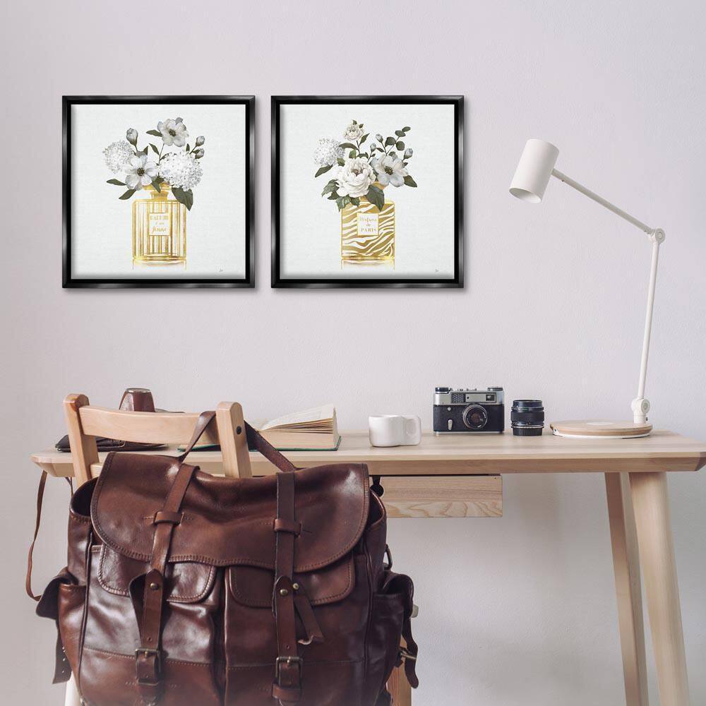 Glam Detailed Perfume Bouquets by Nan 2-Piece Black Floater Frame Nature Graphic Art Print 18 in. x 18 in. price history on PriceWatchPro