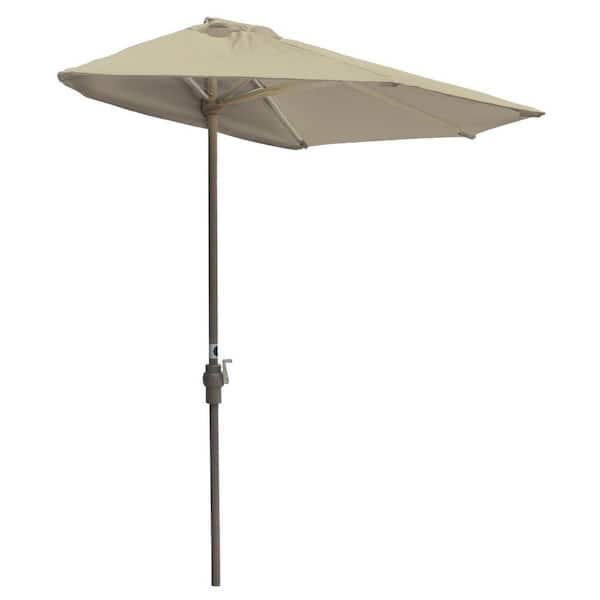 Blue Star Group Off-The-Wall Brella 7.5 ft. Patio Half-Umbrella in Antique Beige Sunbrella