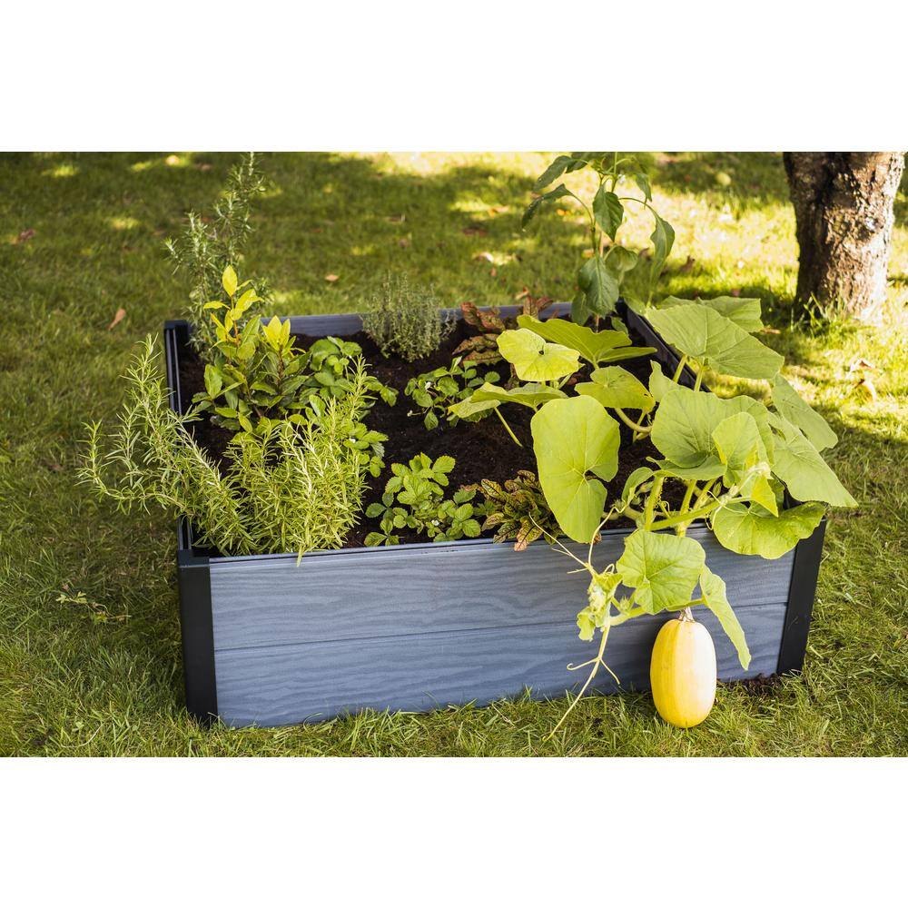 48" Grey Resin Wood-Look Outdoor Raised Garden Bed