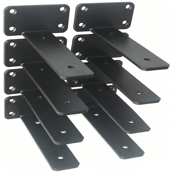 8-Pack 6 in. L Black Iron Shelf Bracket, Floating Shelf Brackets, Rustic Industrial Metal Brackets for Shelf Support