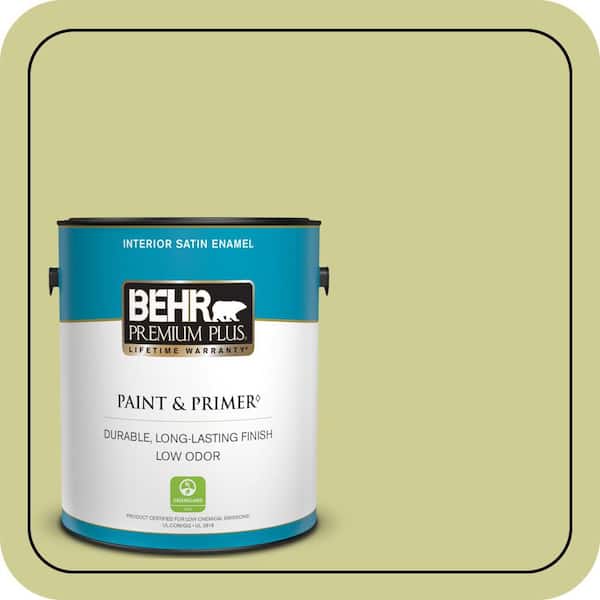 BEHR PREMIUM PLUS 1 gal. #M340-4 Wasabi Satin Enamel Low Odor Interior Paint & Primer