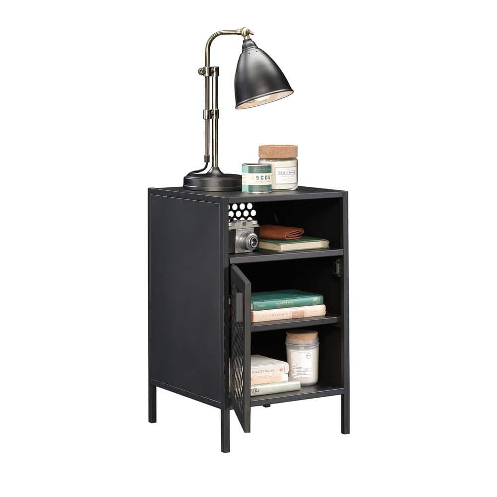 Boulevard Cafe Perforated Black Metal Nightstand