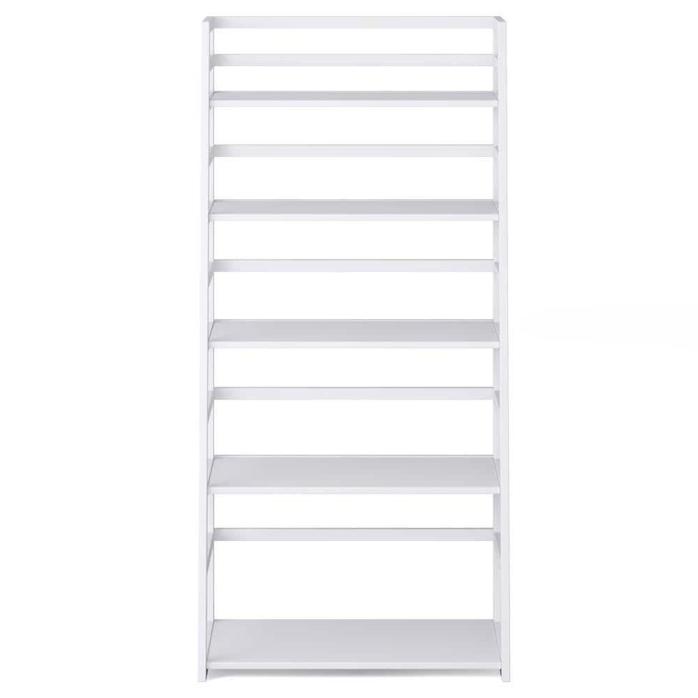 Acadian Solid Wood 4-Tier White Ladder Shelf Bookcase