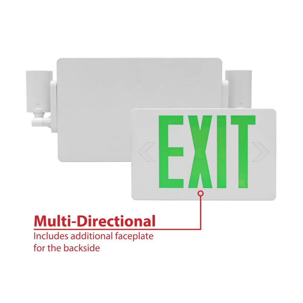 Slim Green LED Emergency Exit Sign with Battery Backup