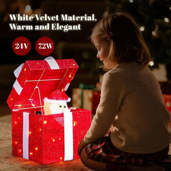 Karl home 12 in. Red Motorized Gift Box Christmas Decorations with