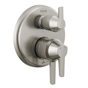 Galeon 2-Handle Wall Mount Diverter Trim Kit with 6-Setting Integrated in Lumicoat Stainless (Valve not Included)