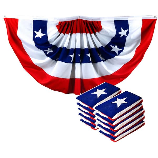 G128 3 ft. x 6 ft. Printed Polyester USA Fan Flag with Canvas Header Brass Grommets (10-Pack)