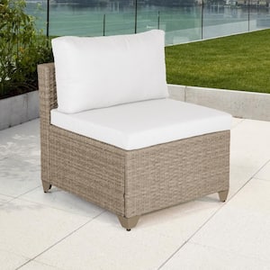 Maui Metal Outdoor Sectional with Linen White Cushions