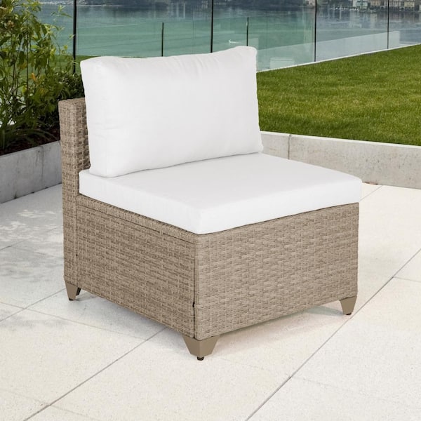 TK CLASSICS Maui Metal Outdoor Sectional with Linen White Cushions
