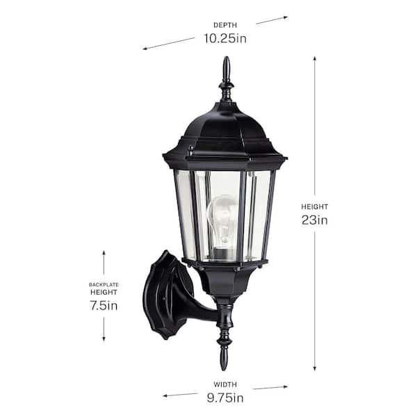 KICHLER Madison 22.75 in. 1-Light Black Outdoor Hardwired Wall