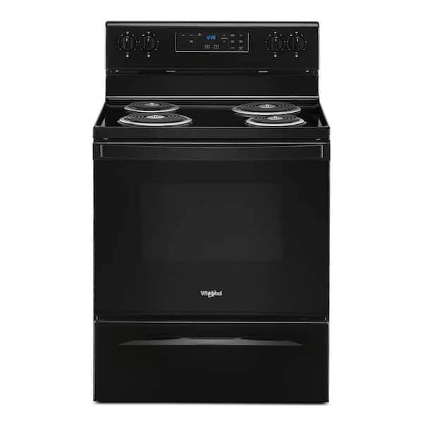 Whirlpool 30 in. 4.8 cu. ft. 4-Burner Electric Range with Self-Cleaning in Black with Storage Drawer