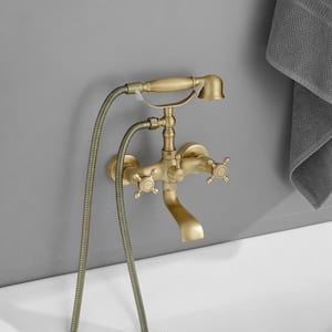 3-Handle Vintage Claw Foot Tub Faucet with Telephone Shaped Hand Shower Old Style Spigot and Hand Shower in Antique