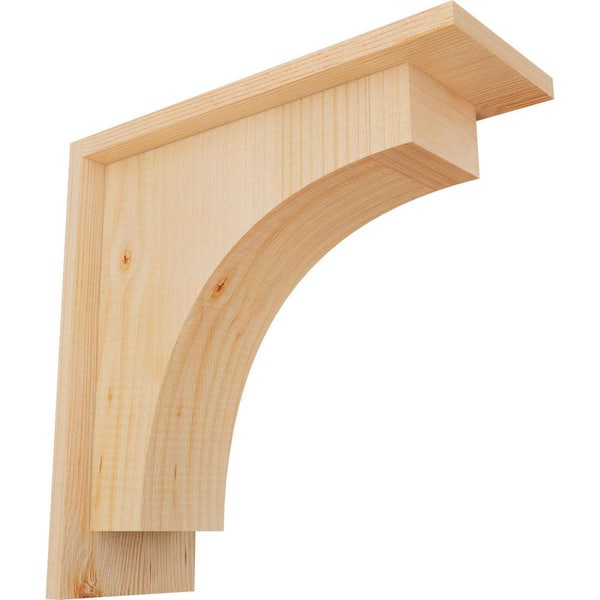 Ekena Millwork 5-1/2 in. x 14 in. x 14 in. Douglas Fir Huntington Smooth Corbel with Backplate