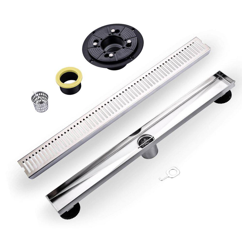 24 in. Stainless Steel Linear Shower Drain with Strainer in Brushed Nickel price history on PriceWatchPro