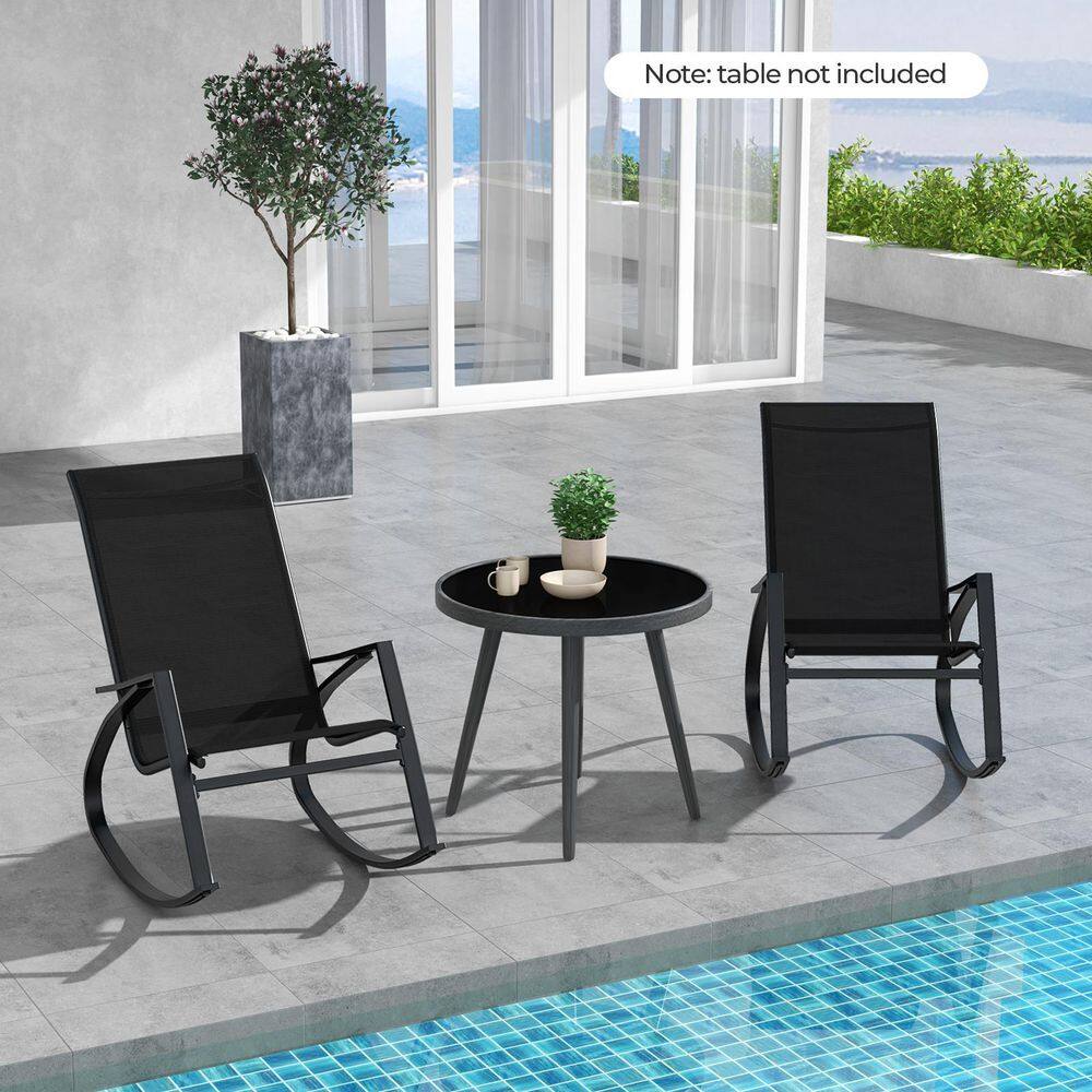 (Set of 2) Black Metal Sling Outdoor Rocking Chair price history on PriceWatchPro
