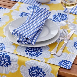 Art Deco Floral 12 in. X 21 in. Yellow Multi 01 Cotton Placemat (Set of 4)