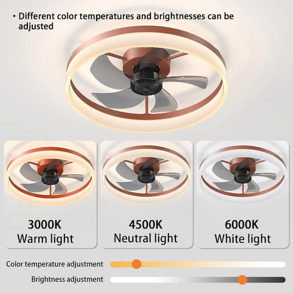 20 in. LED Dimmable Indoor Red Smart Ceiling Fan with Light