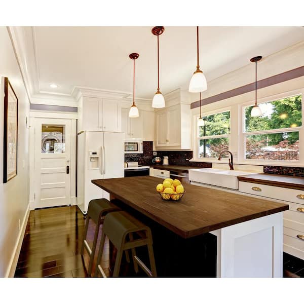 6 ft. L x 25 in. D x 1.5 in. T Finished Hevea Butcher Block Standard Countertop in Brown With Eased Edge