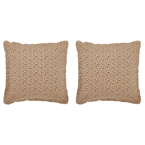 Pip Vinestar Natural Burgundy Primitive Floral Cotton Euro Sham Set of 2