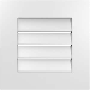 18 in. x 18 in. Vertical Surface Mount PVC Gable Vent: Functional with Standard Frame