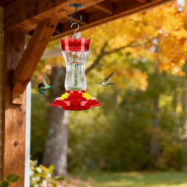 Justincity Red Glass Outdoor Mount Leakproof Bee Guard Hummingbird