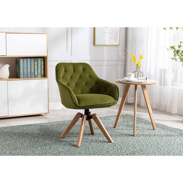 green armless chair