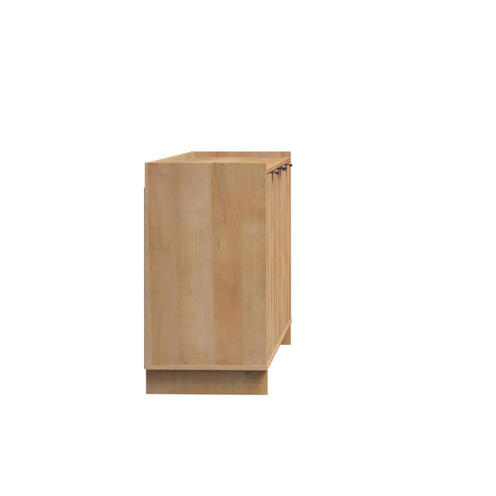 Oak 4-Door Light Wood Accent Cabinet with Adjustable Shelves