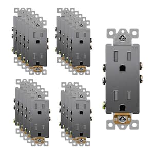 15 Amp Decorator Duplex Outlet Receptacle, Tamper Resistant, Space Gray (20-Pack)